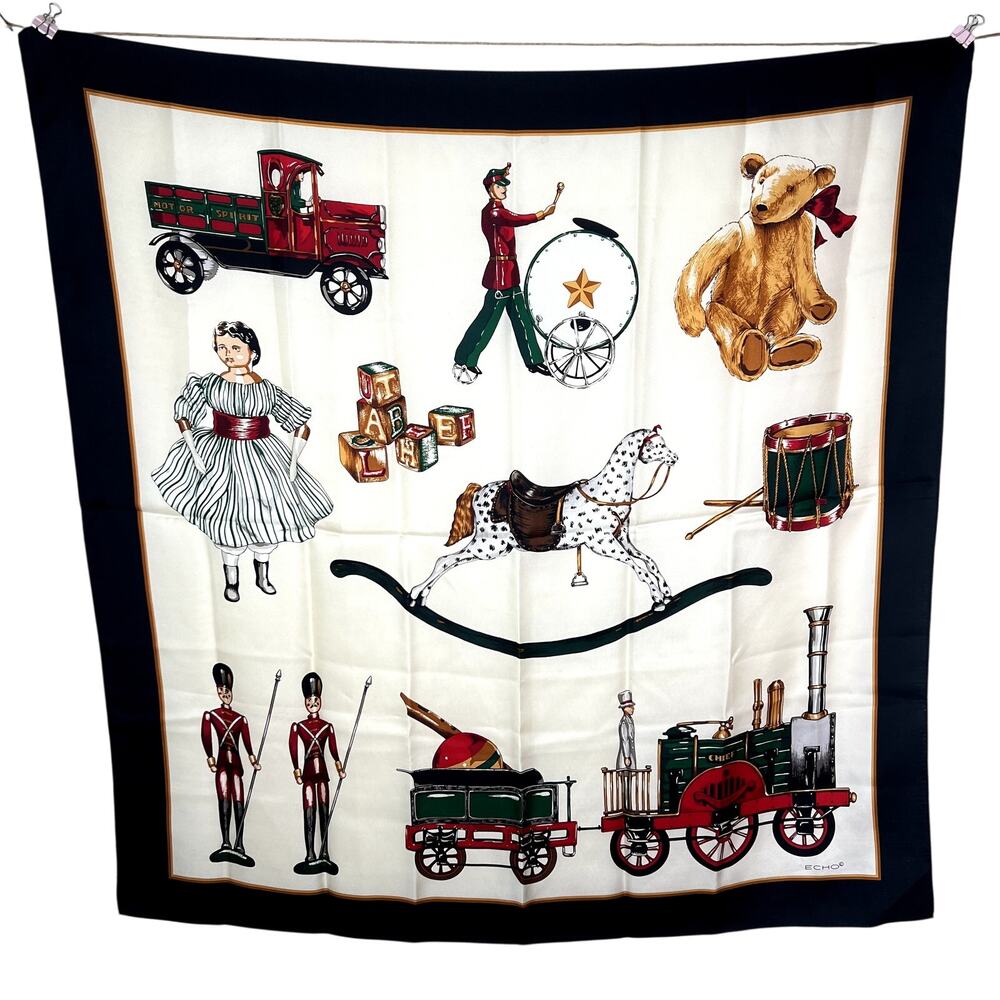 ECHO Vintage Silk Scarf Classic Children's Toys Christmas Holiday Square